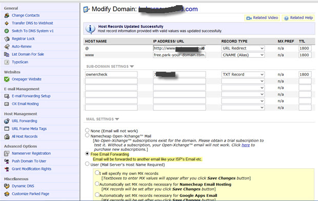 namecheap Gestion DNS Interface de gestion DNS chez Namecheap