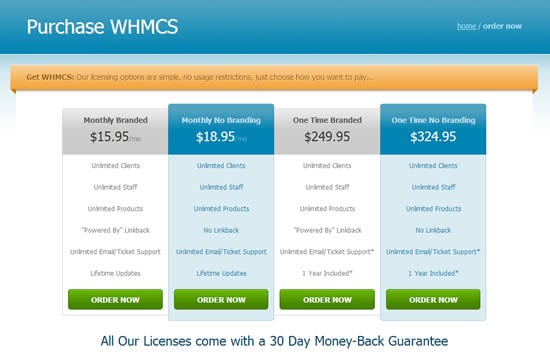 Acheter une licence WHMCS Achat d'une licence WHMCS