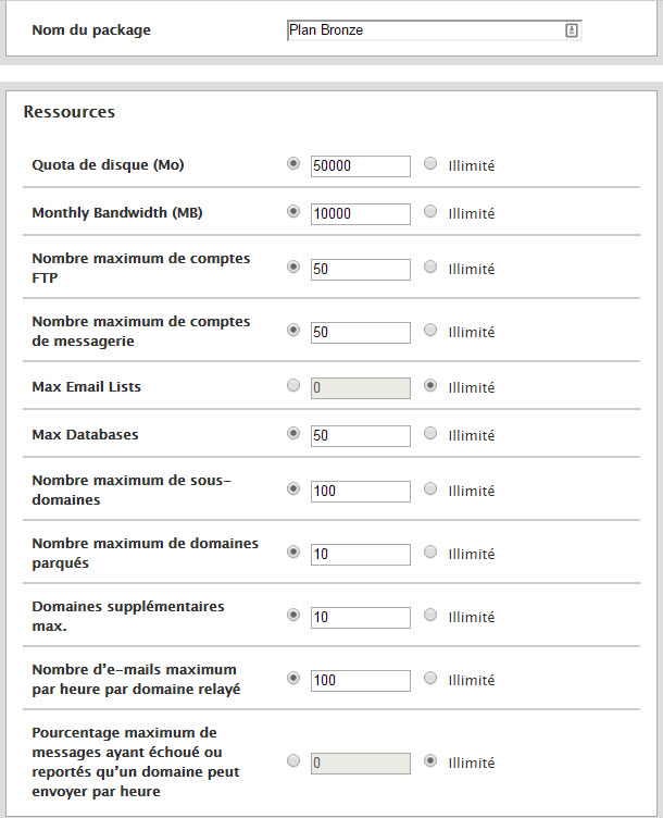 Ajouter un package d'hébergement à partir de WHM Ajouter un plan d'hébergement web WHM cPanel