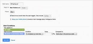 Création d'alerte dans google analytics pour informer des erreurs 404 Création d'alerte dans google analytics pour informer des erreurs 404