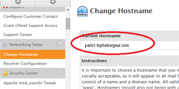 Changer le nom de serveur dans WHM Changer le nom de serveur dans WHM