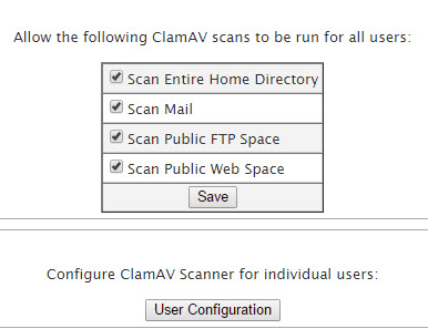 Configuration ClamAV dans WHM cPanel Configuration ClamAV dans WHM