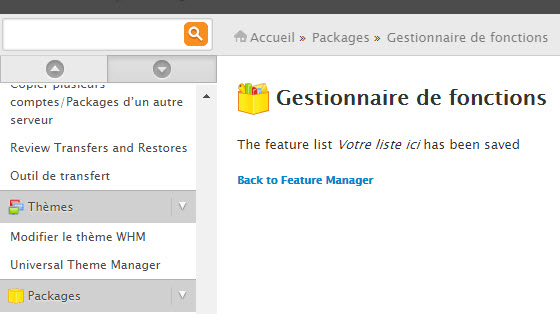confirmation d'ajout de liste des fonctions dans WHM confirmation d'ajout de liste des fonctions dans WHM