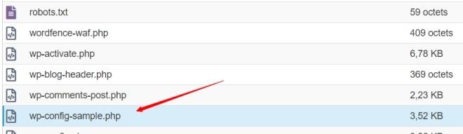 Modifier fichier wp-config