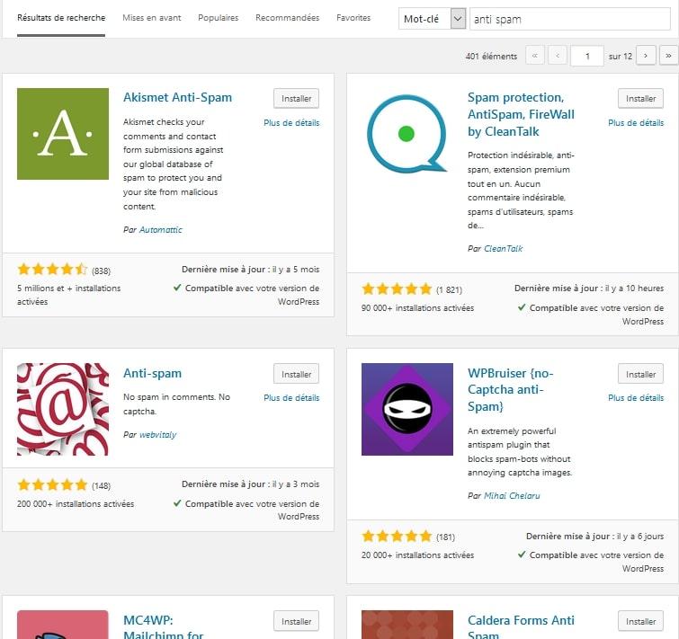 Extension Anti-Spam WordPress