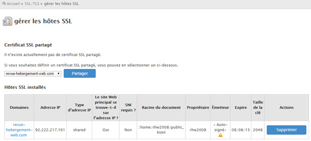 Supprimer un certicat SSL cpanel / whm Supprimer un certicat SSL cpanel / whm