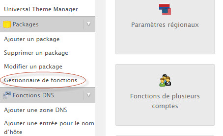 gestionnaire des fonctions dans WHM gestionnaire des fonctions dans WHM