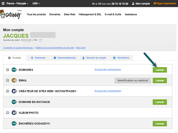 Gestion Domaine Godaddy Gestion de noms de domaine chez Godaddy