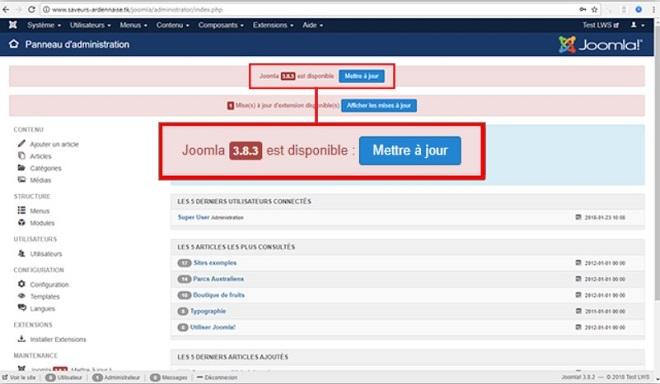 Mise à jour Joomla dans la version majeur