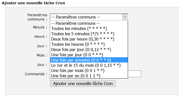 cron tache hebdomadaire cron tache hebdomadaire