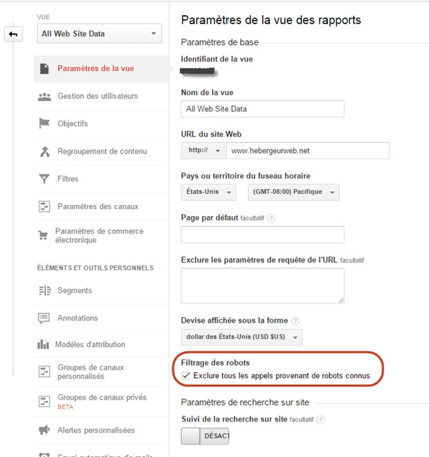 Paramètre vue rapport dans Google analytics Paramètre vue rapport dans Google analytics
