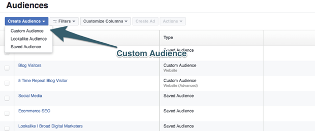 Personnaliser le gestionnaire d'audience Facebook Personnaliser le gestionnaire d'audience Facebook