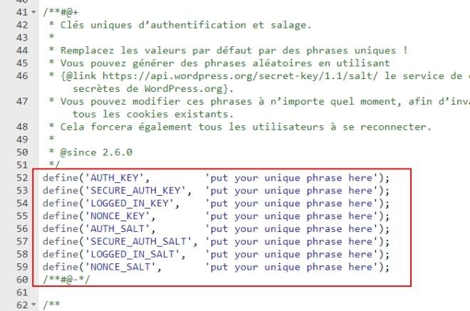 Phrase uniques wp-config