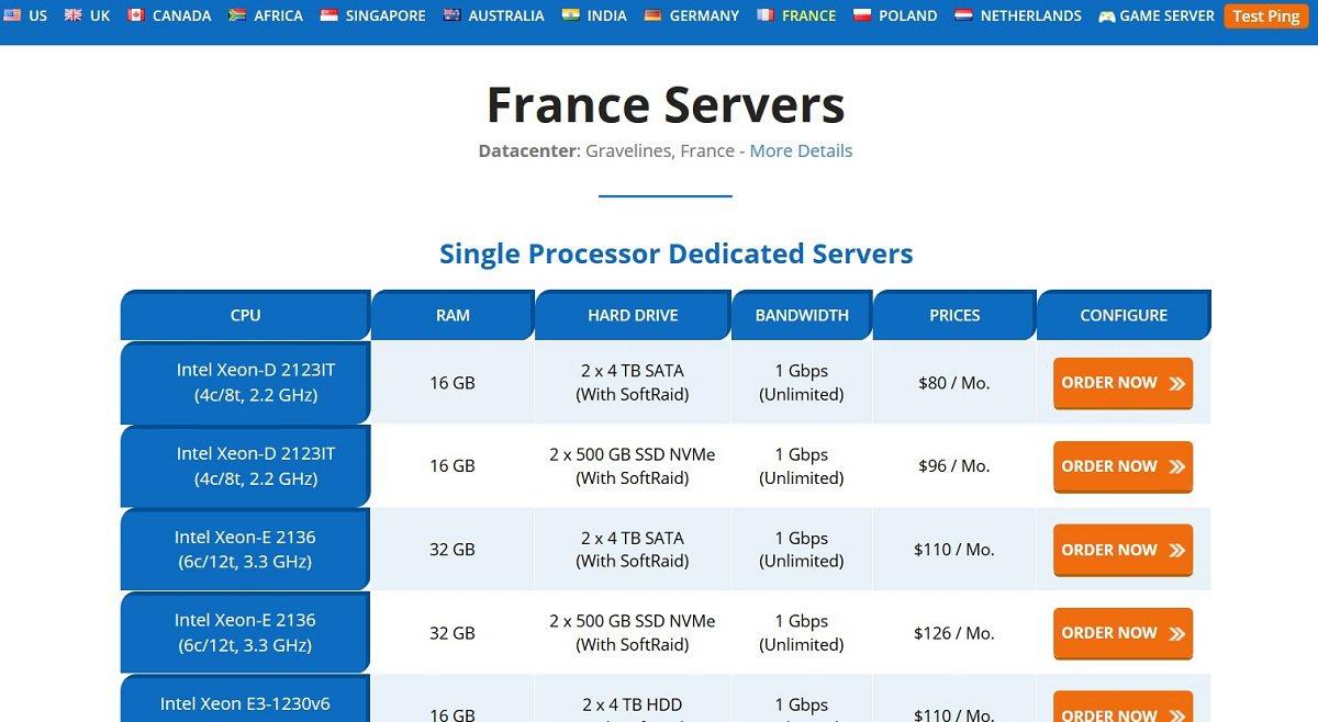 Accu Serveurs dédiés en France