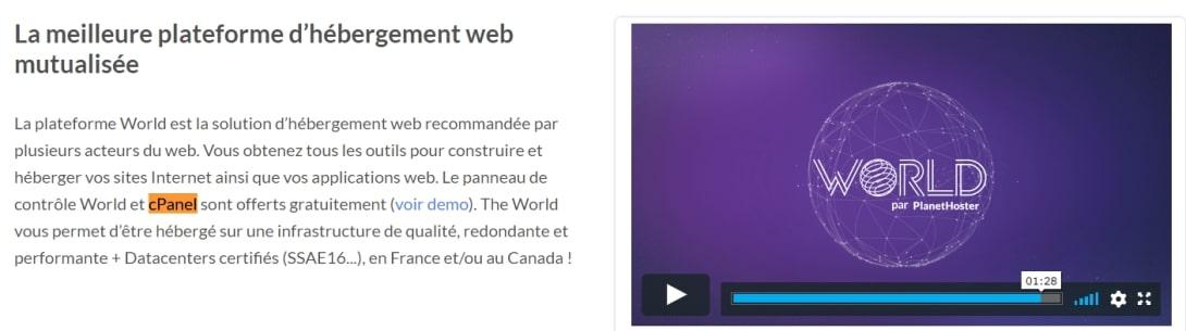 Planethoster cPanel