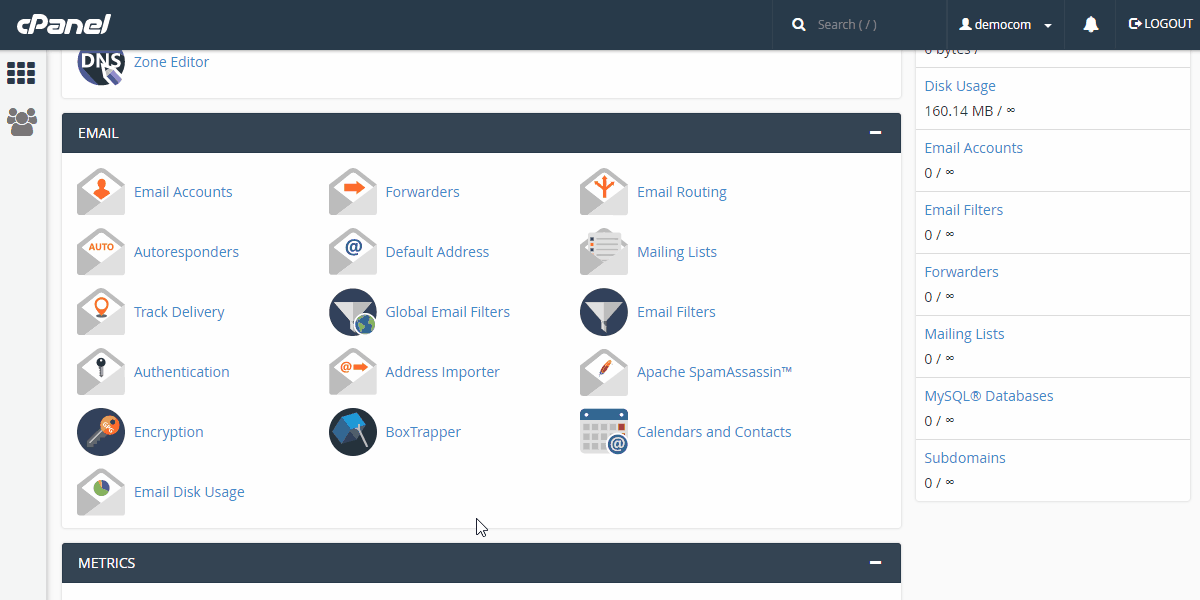 cpanel options emails