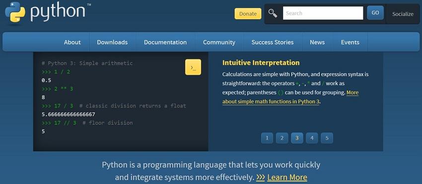 Page accueil Python