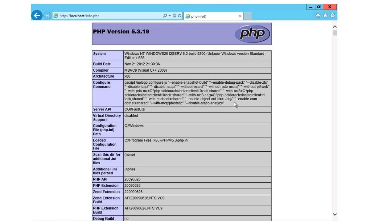 PHP info sous windows