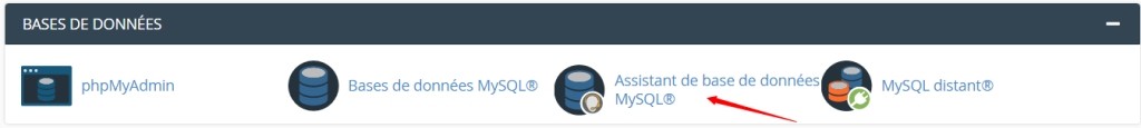 Cliquer sur l'assistant de création de base de données