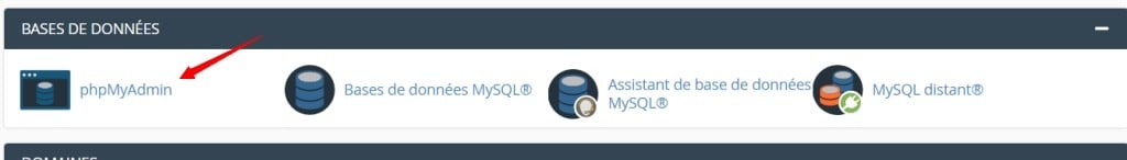 cliquer sur phpmyadmin