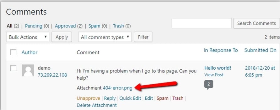 gestion des images de commentaires et des pièces jointes depuis le backend