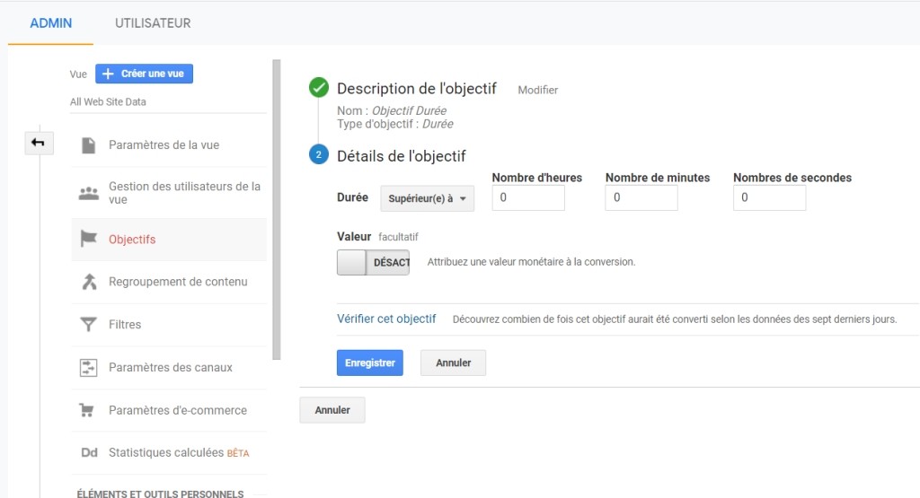 Exemple objectif durée