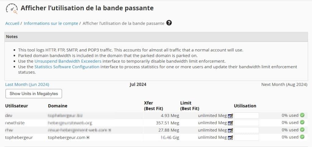 Afficher l’utilisation de la bande passante