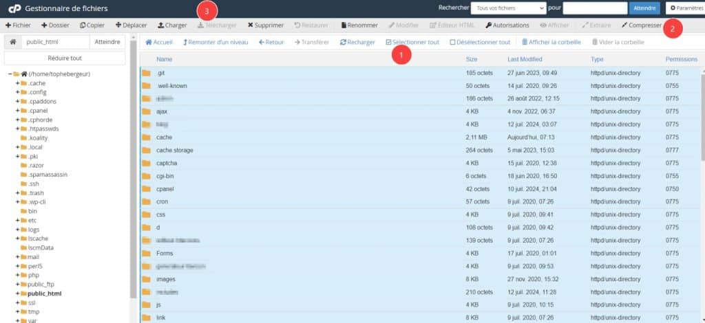 backup manuel fichiers cpanel