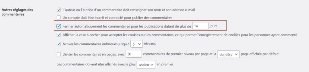 Désactiver les commentaires sur les anciens articles