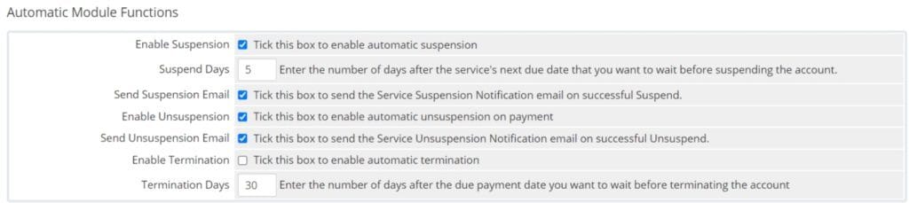 Activation de la suspension