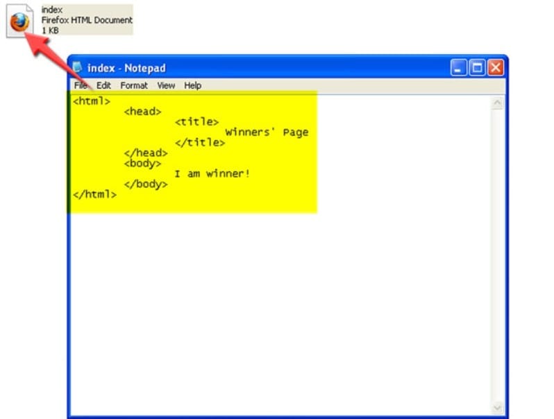 Ajouter un code HTML de base et créez une page test