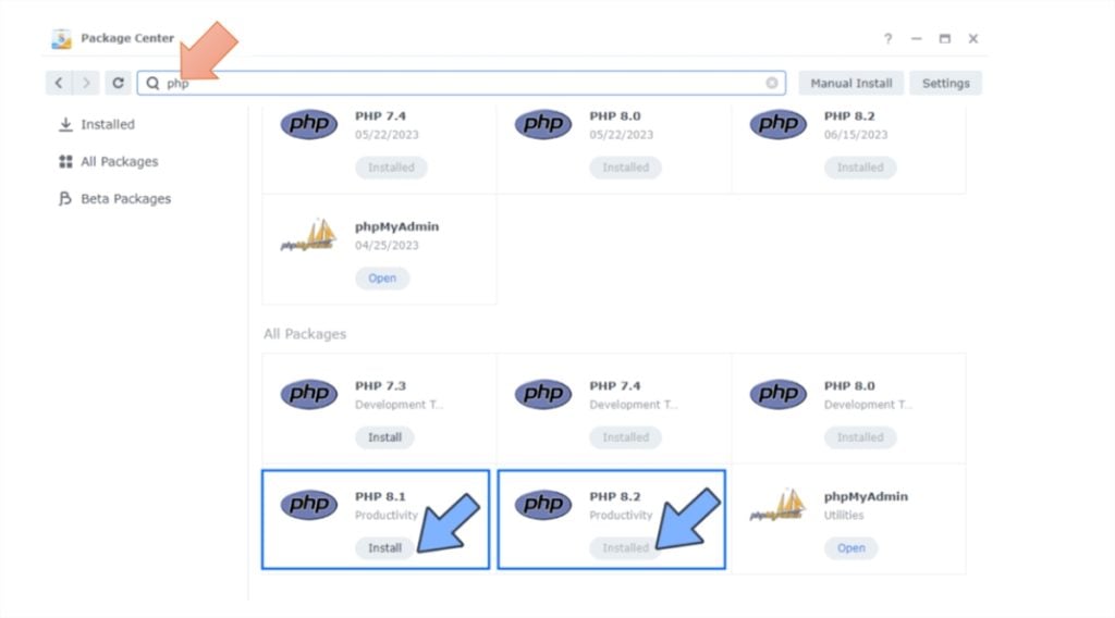 Installation PHP dans NAS Synology