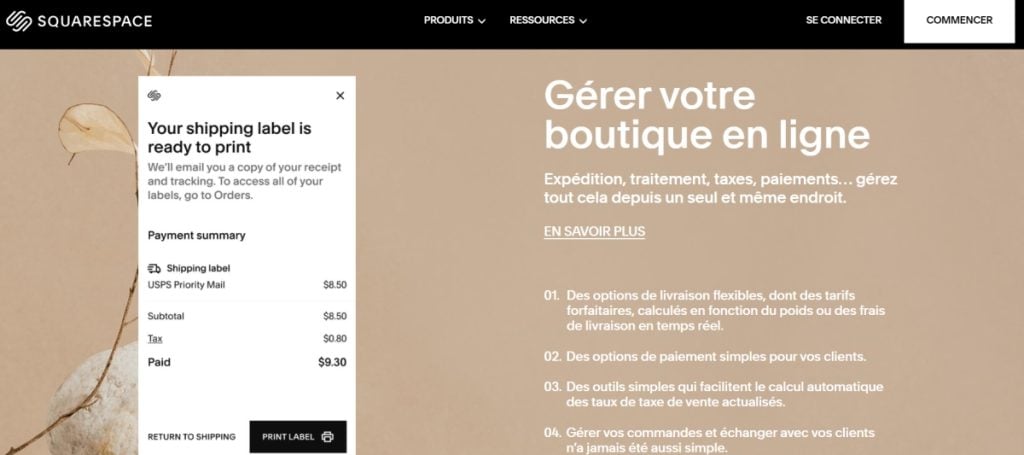 Outils e-commerce intégrés