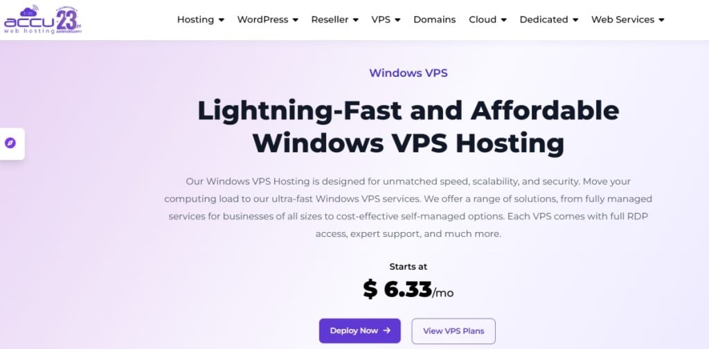 accuwebhosting vps winodws