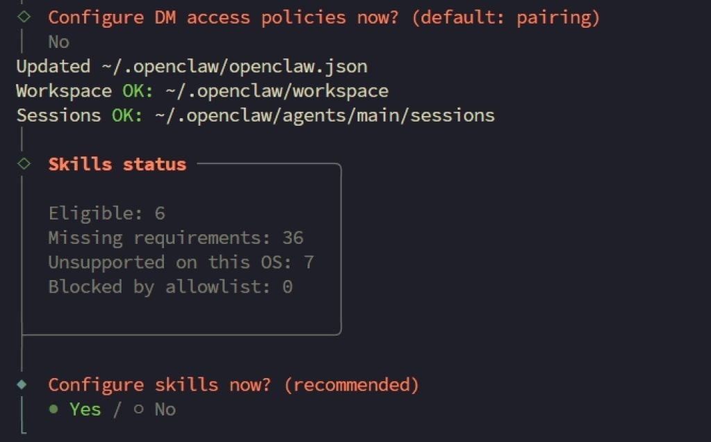 configuration skills openclaw