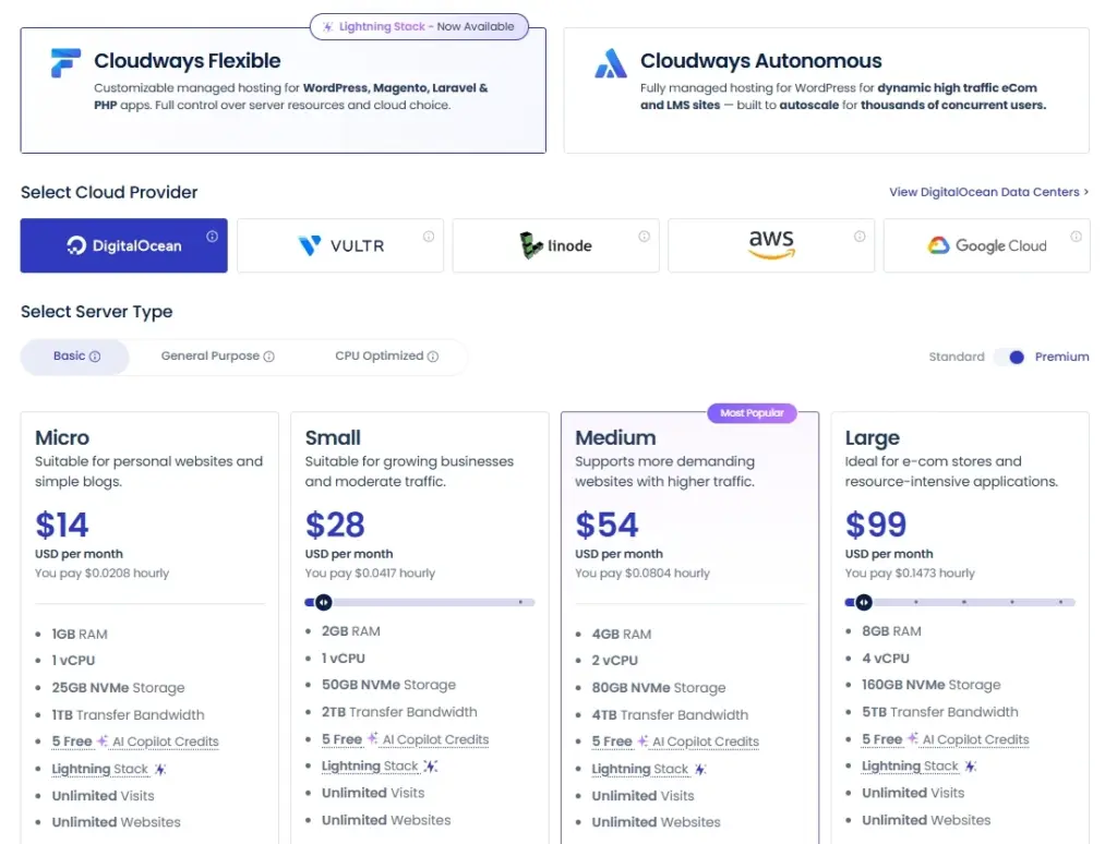 Prix hébergement WordPress Cloudways
