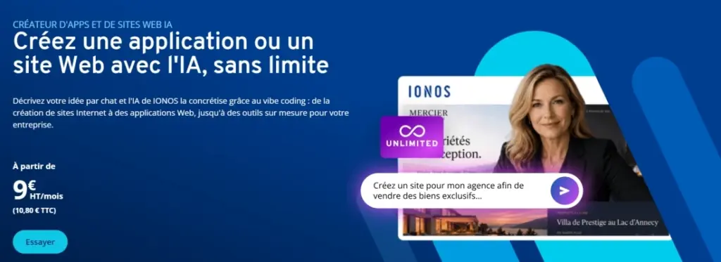 IONOS: Créateur de site avec IA 